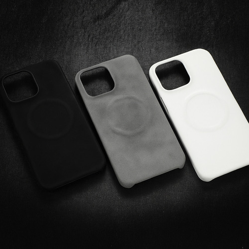 Funda Iphone 16 Pro Max Cuero Premium Calidad Y Estilo Gris Oscuro Lisa