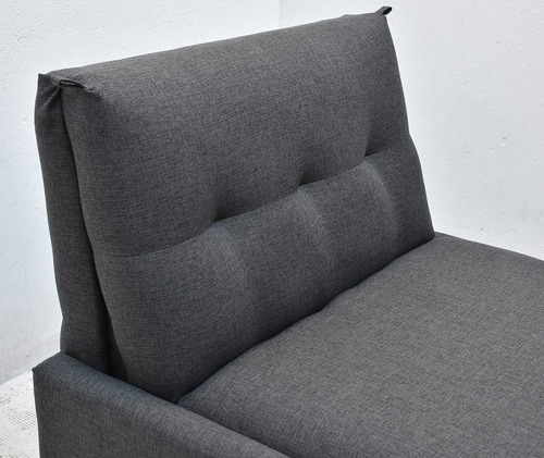 Sillón Cama 1 Plaza Sin Apoya Brazo Gris Oscuro Chenille Gris Oscuro