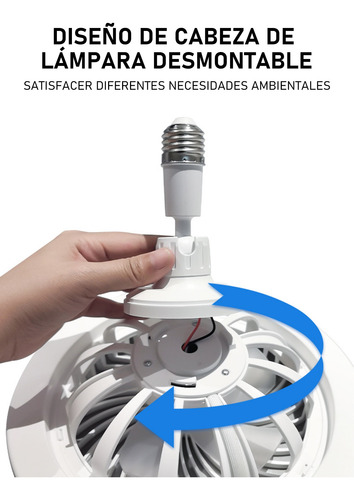 Ventiladores Techo Fan Con Luz Foco Lampara Control Remoto 25.5 Cm 50-60hz Blanco Blanco Plástico 5