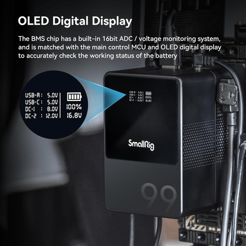 Smallrig Vb99 Mini V Mount Batería De 6700 Mah Con Carga Rápida Pd Usb-c De 65 W, Dual Cc Duales V Mount-mini-lock-battery - 3580