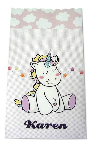 Imagen 2 de 9 de Dulceros De Unicornio Personalizados - Pkt De 20pzas. - Gde.
