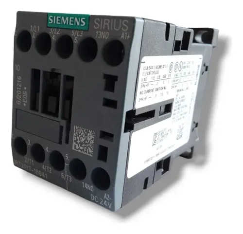 Siemens 3RT2017-1BB41 Schütz – 3 Schließer, 5.5 KW, 24 V DC, Mit Hilfskontakt