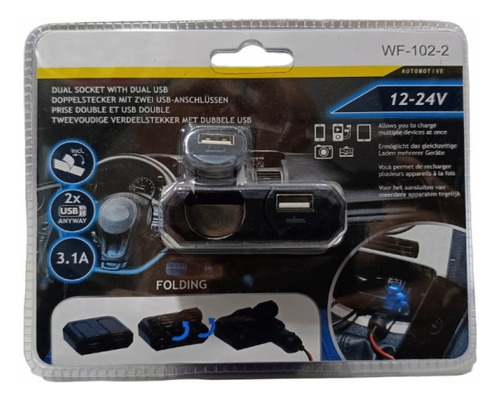 Cargador Auto Usb Smart Ic 2 Socket Encendedor Adaptador