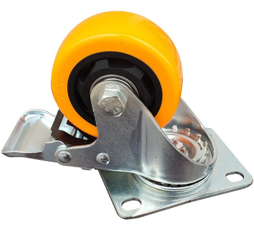 Imagen 6 de 9 de Kit 2 Ruedas Giratorias Pvc 75x32 Mm Con Freno Acero Mueble