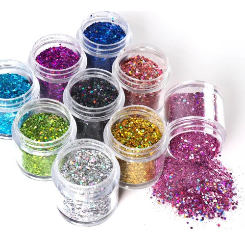 Kit Glitter Dafu Misto 12 Unid - Para Unhas E Resinas Cor Variados