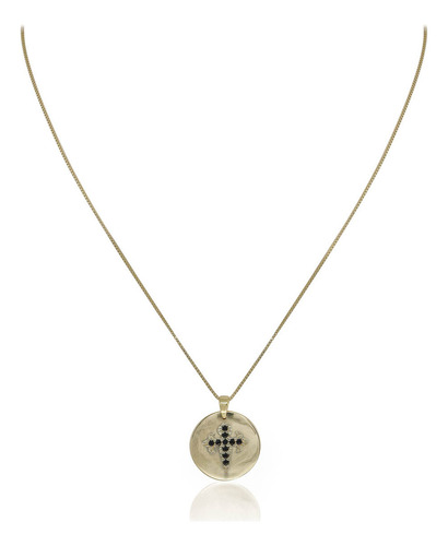 Colar Giuventi De 45cm - Folheação A Ouro 18k, Ródio Ou Platina E Zircônia Dourado