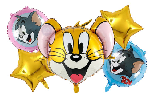 Globos Metálicos 5 Pzas  Fiesta Temática Tom Y Jerry