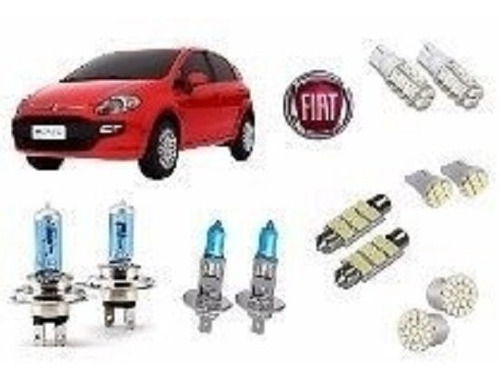 Kit 12 Lampadas Farol + Milha + Leds Super Branca Fiat Punto