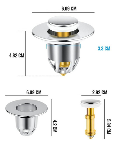 Filtro Tapon Drenaje Con Rebote Para Fregadero Lavabo Cocina
