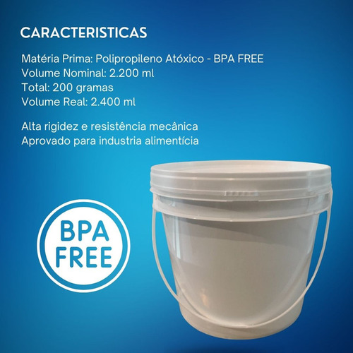Balde Para Óleos Essenciais 2.2 Litros Com Tampa 6 Pçs