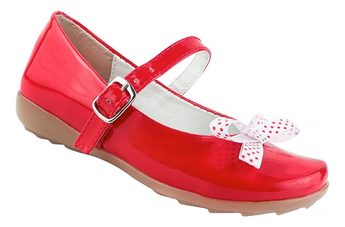 Zapato Niña Balerina Charol Princesa Moño Casual 010-cr