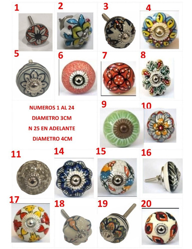 6 Tiradores Tirador De Cerámica Manija Cajones Muebles Cajon