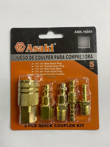 Juego Acople Compresor 5pcs Asaki