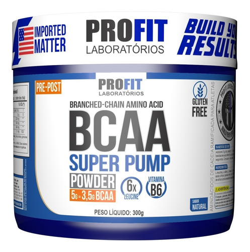 Super Pump en polvo BCAA 6:1:1, 300 g, sabor natural Profit Labs
