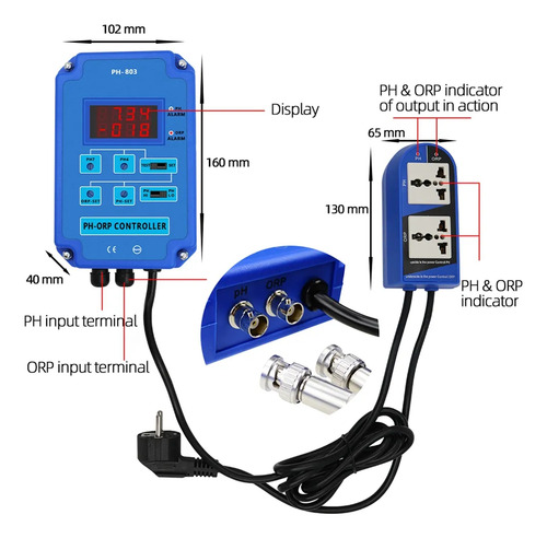 Monitor Orp De Ph T5digital 2 E 1 Controlador Redox Com Potê