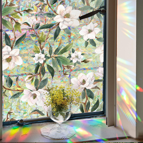 Lámina Adhesiva Estática Para Ventana Con Hojas Para