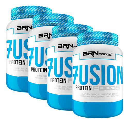 Kit Super Whey Proten: 4x Fusion Protein 900g Brn Foods Sabor 2x Baunilha + 2x Morango