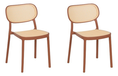 Set De 2 Sillas De Comedor Modernas Cassias Modelo Christian Liso Terracota Beige
