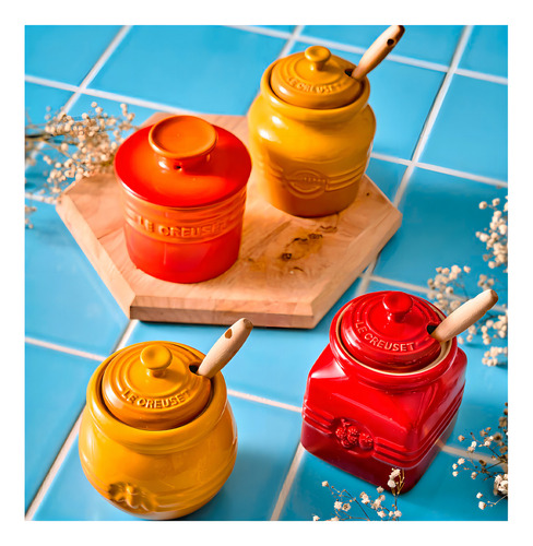 Pote Para Mostarda Espátula Le Creuset Cerâmica Dijon 450ml