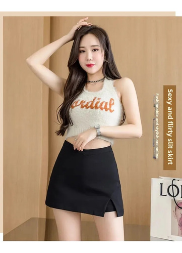 Minifalda Negra En Forma De A - Falda De Verano Para Mujer