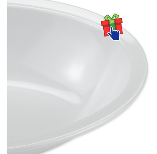 Imagen 4 de 7 de Set X 24 Bowl Ensaladera Compotera Melamina Blanca 20x14