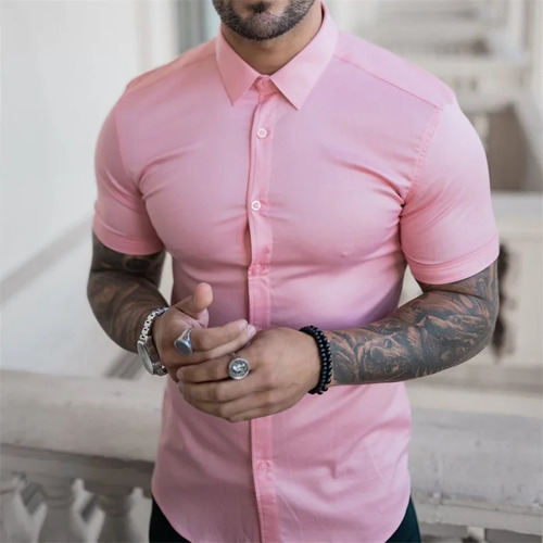 Suéter Rosa Para Hombre, Camisa Casual Hawaiana, Ropa De Cal