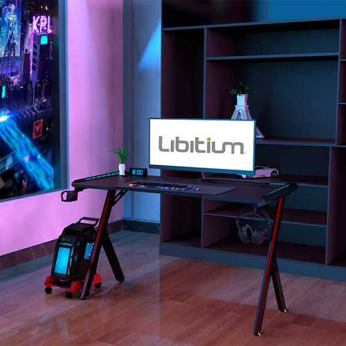 Escritorio Gamer Rgb Tecnologia Led Color Negro Libitium DESK-G4