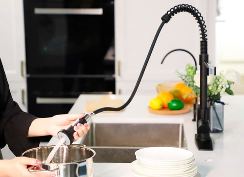 Torneira Gourmet Flexível Extensível Placa De Reforço Preto
