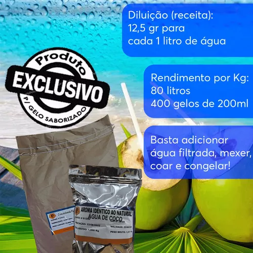 Gelo De Sabor, Pó Profissional P/ Preparo Gelo De Coco 10 Kg