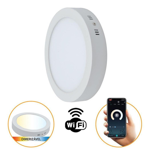 Plafon Sobrepor Redondo 24w Dimerizável Smart Wifi Gaya Cor Branco Quente Neutro Frio 110V/220V