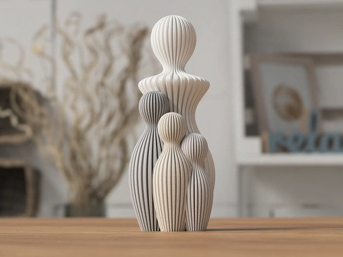 Estatua Madre Y Tres Hijos Para Regalo Dia De La Madre Blanco