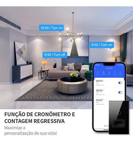 2 Interruptores Inteligentes Wifi,1 Botão De Toque,1 Tomada