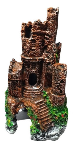 Enfeite Aquário Castelo Toca Ruína Médio 12x12x22cm