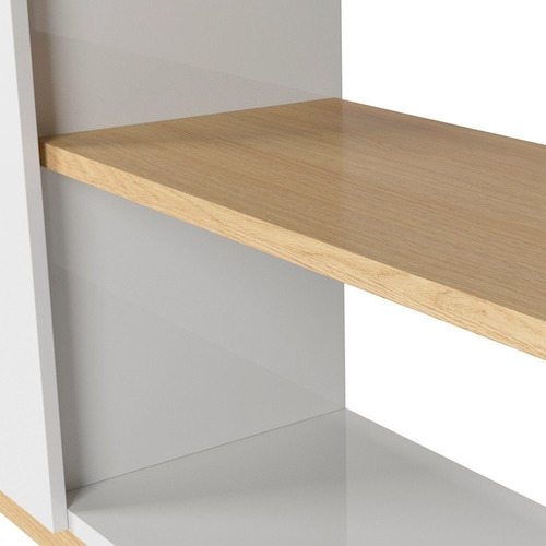 Librero Allerod Blanco Brillante Y Roble Sonom Këssa Muebles