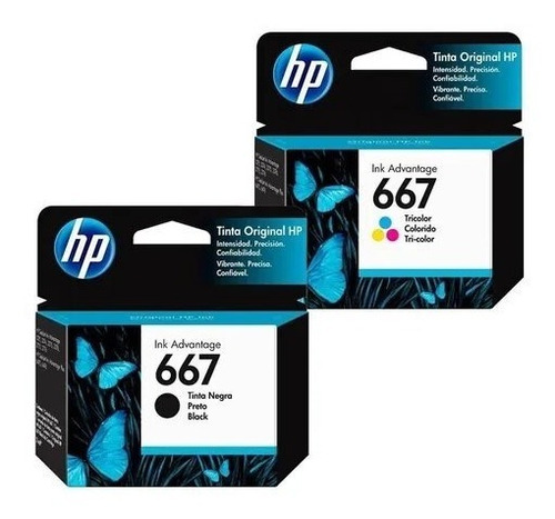 Pack 2 Cartuchos Original Hp 667 Deskjet 2375 2775 2776