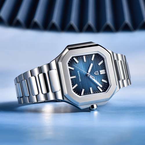 Reloj De Moda Para Hombre De Acero Inoxidable Pagani Design Fondo Azul