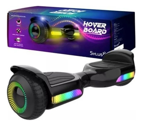 Patineta Electrica Hoverboard Sylus Con Luz Y Casco Color Negro