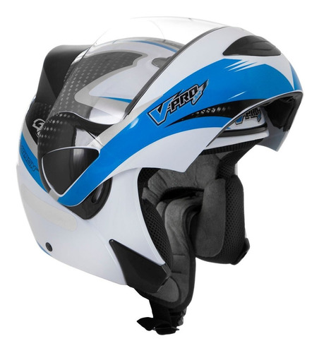 Capacete para moto  escamoteável Pro Tork V-Pro  Jet 2  branco e azul jet 2 tamanho 60 