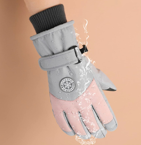 Guantes Mujer/adolescente Térmicos Nieve Esqui O Snowboard Negro Y Blanco Geométrico S/m