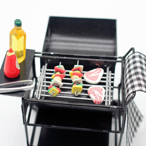 Parrilla De Barbacoa En Miniatura Para Casa De Muñecas