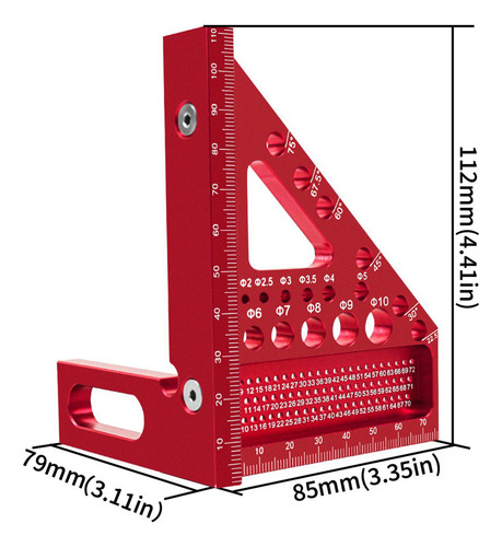 Jj Régua De Medição Multiângulo 3d, Transferidor Vermelho