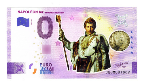 Billete 0 Cero Eurosouvenir Color, Napoleón 1º, Francia 2022