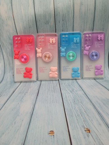 Funda De Oso Con Anillo Para Samsung A12 Fucsia