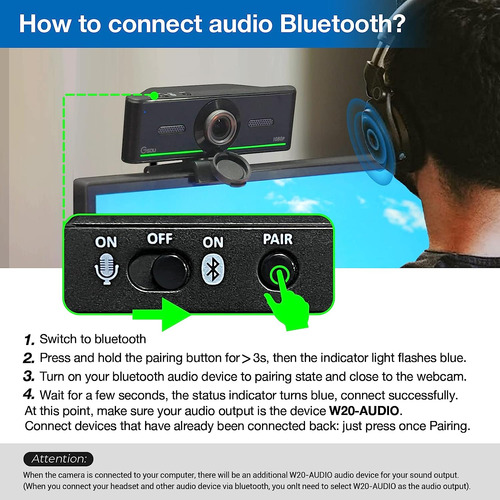 Camara Web Bluetooth Gsou, Conexion Inalambrica De Audifono