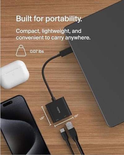 Adaptador De Carga Y Conexión De Belkin Usb-c A Ethernet De