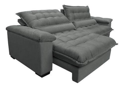 Sofá Retrátil e Reclinável 2,72m com Molas Ensacadas Cama inBox Aconchego Tecido Suede Cinza