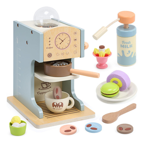 Cafetera De Juguete Aimafun De Madera Con Accesorios Para Ni