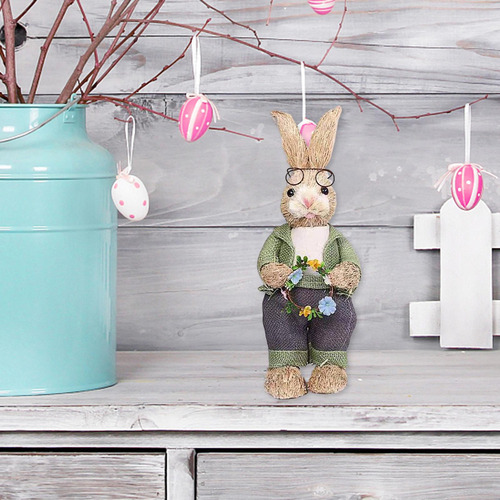 Jf 4 Piezas Estatua De Conejo De Paja De Pascua Estatuilla