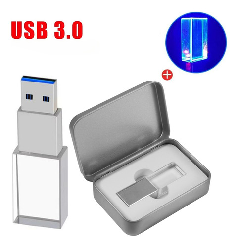 Pen Drive 32gb 3.0 Luz De Diodo Fibra Led Crystal Usb Tipo A