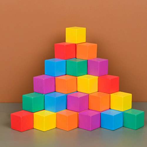 Cubos De Madera Sólidos De Colores, Juguete 3 Cm 50 Piezas